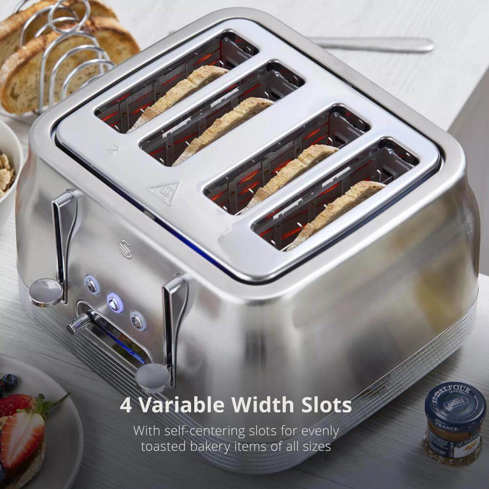 Swan Retro 4-Slice Toaster Stainless Steel